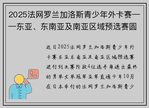 2025法网罗兰加洛斯青少年外卡赛——东亚、东南亚及南亚区域预选赛圆满举行